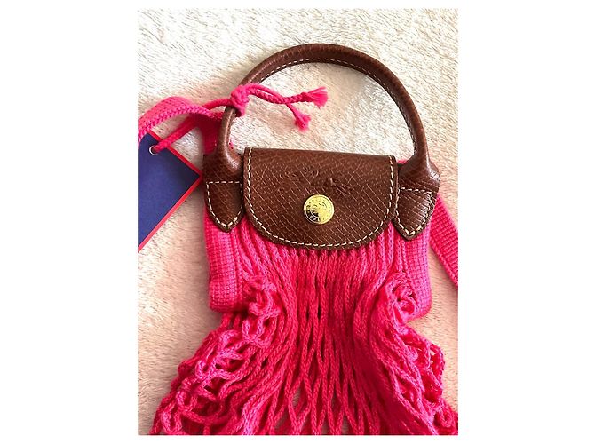 Borsa Longchamp x FILT Le Pliage Filet XS Rosa Candy - vista 2