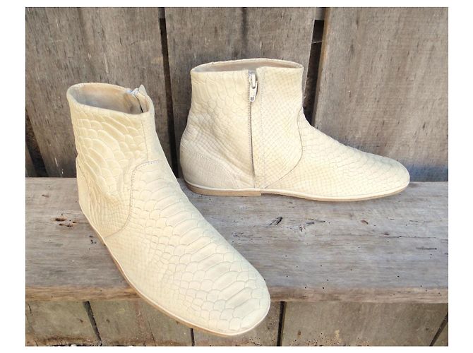 Autre Marque Botas de cano curto de couro Le Plagiste Creme - vista 2