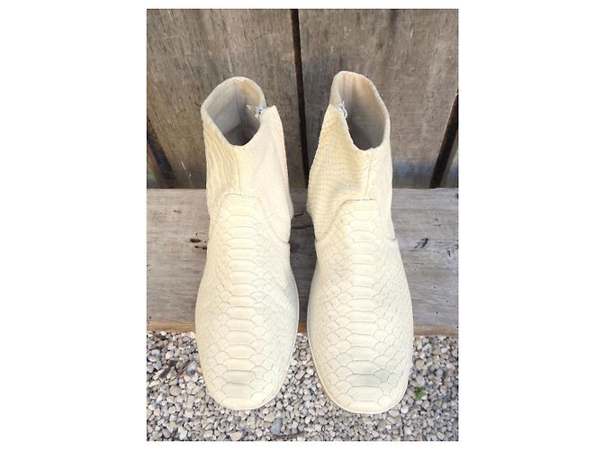 Autre Marque Botas de cano curto de couro Le Plagiste Creme - vista 3