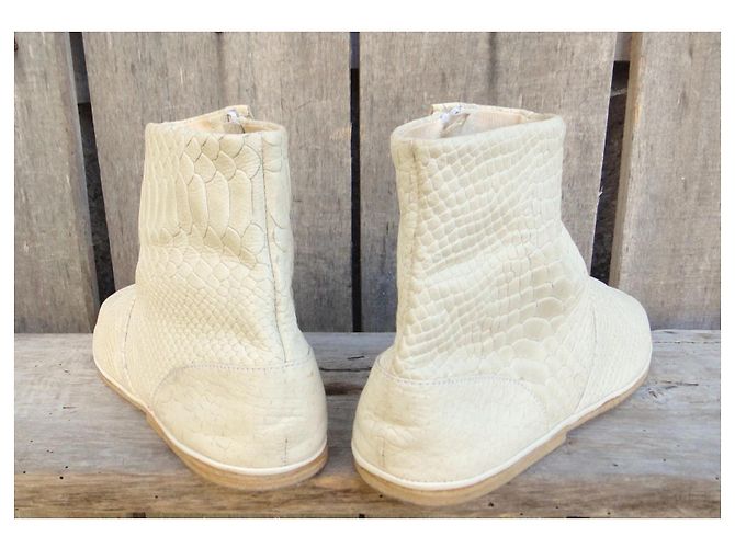 Autre Marque Botas de cano curto de couro Le Plagiste Creme - vista 4
