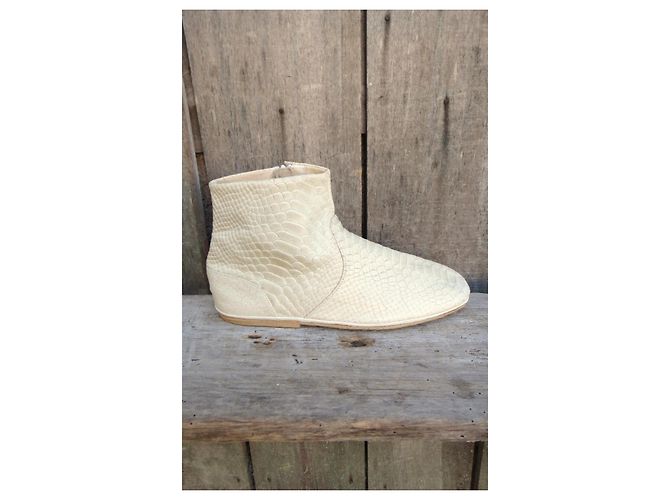 Autre Marque Botas de cano curto de couro Le Plagiste Creme - vista 7