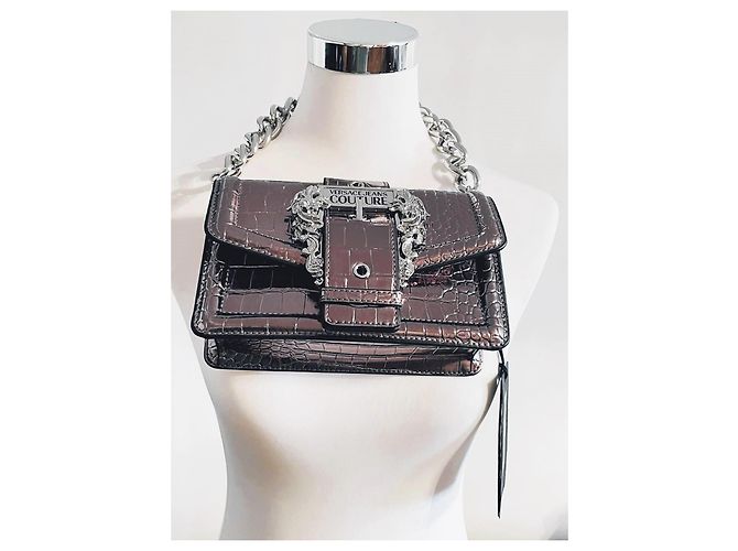 Bolso Versace Jeans Couture plata efecto croco - vista 11