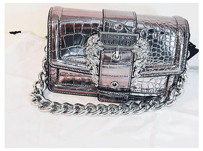 Bolso Versace Jeans Couture plata efecto croco - vista 13