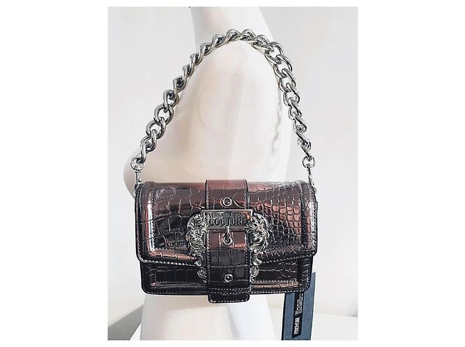 Bolso Versace Jeans Couture plata efecto croco - vista 3