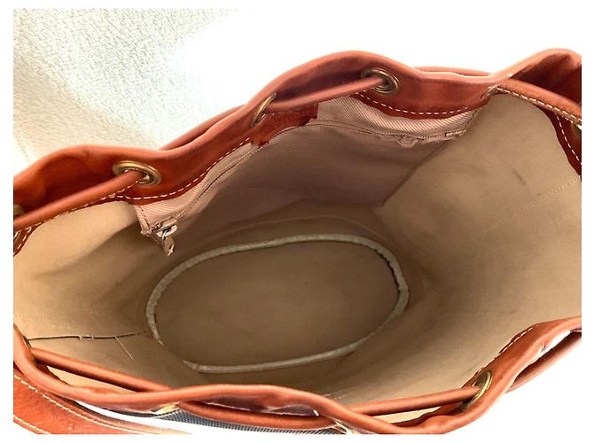 Longchamp Beuteltasche aus Leder und beschichtetem Canvas Braun Schwarz - Ansicht 10