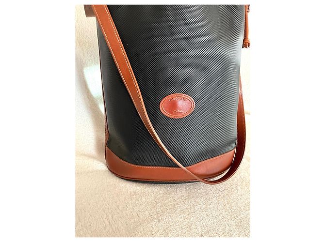 Longchamp Beuteltasche aus Leder und beschichtetem Canvas Braun Schwarz - Ansicht 3