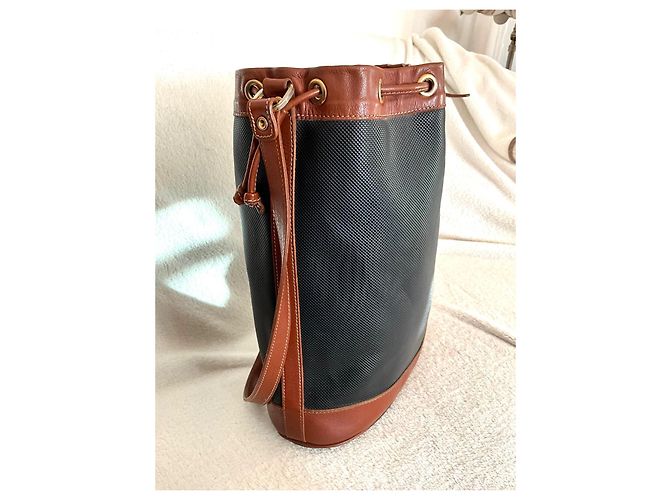 Longchamp Beuteltasche aus Leder und beschichtetem Canvas Braun Schwarz - Ansicht 4