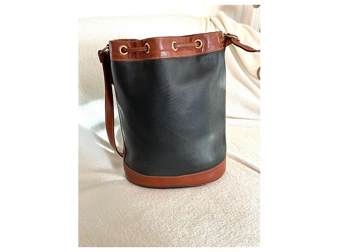Longchamp Beuteltasche aus Leder und beschichtetem Canvas Braun Schwarz - Ansicht 5