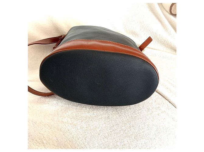 Longchamp Beuteltasche aus Leder und beschichtetem Canvas Braun Schwarz - Ansicht 7