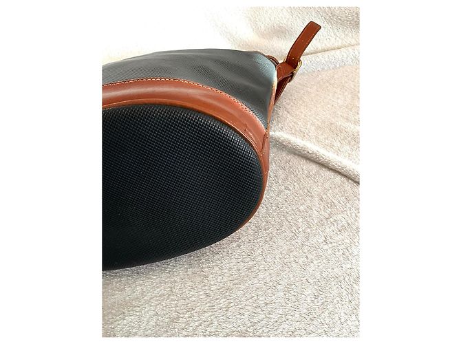 Longchamp Beuteltasche aus Leder und beschichtetem Canvas Braun Schwarz - Ansicht 8