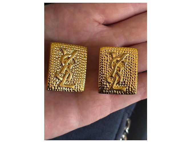 Orecchini Yves Saint Laurent YSL Monogram placcati in oro D'oro - vista 7