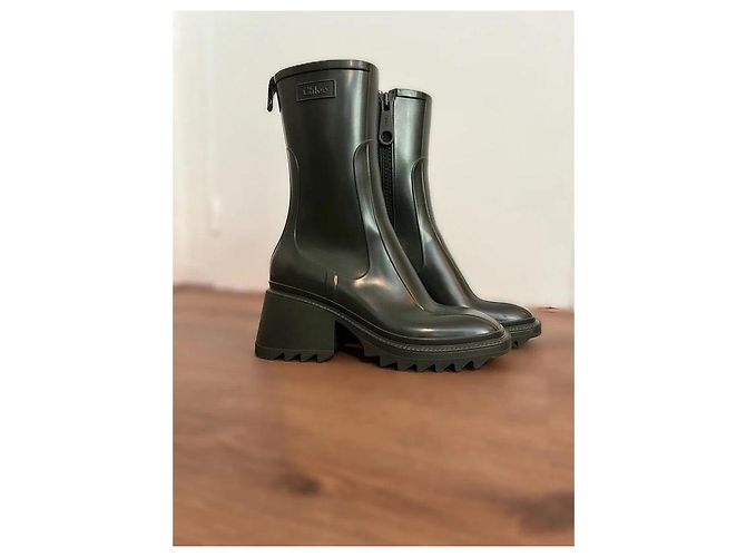 Chloé Botas Chelsea de goma verde oscuro - vista 3