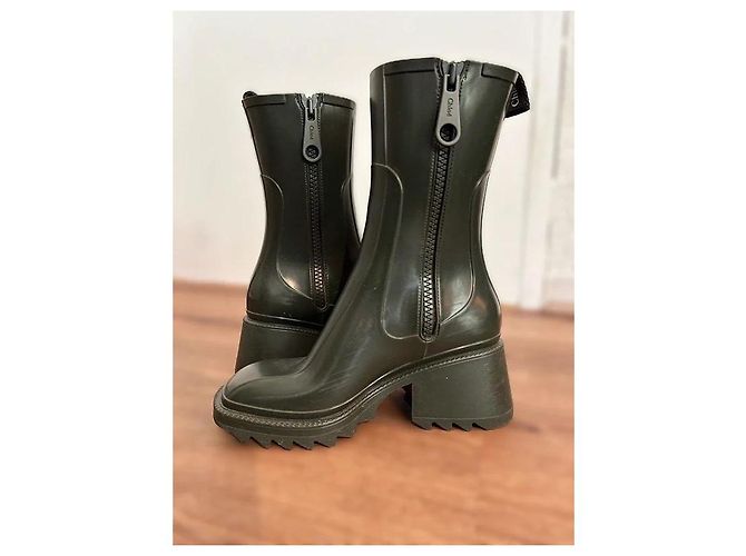Chloé Botas Chelsea de goma verde oscuro - vista 4