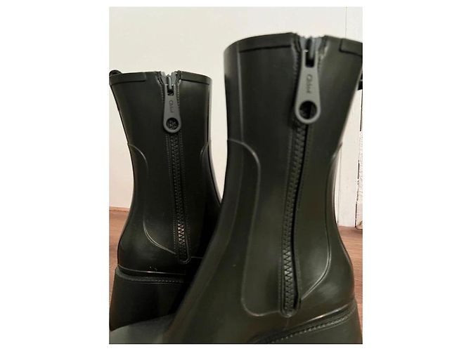 Chloé Botas Chelsea de goma verde oscuro - vista 5
