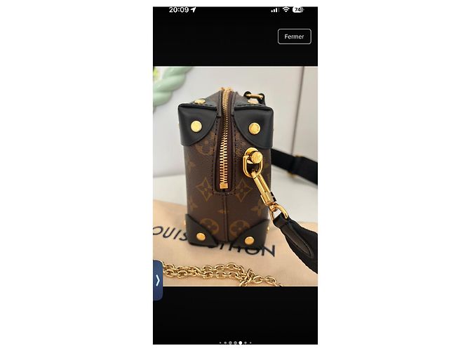 Petite Malle Louis Vuitton Monogram Soft Trunk kleine Schultertasche Braun Schwarz Gold hardware - Ansicht 4