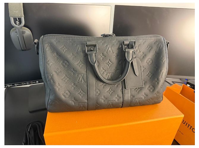 Louis Vuitton Keepall Bandoulière 35 Monogram Taurillon noir – M22765 – Fattura / Full Set Nero - vista 2