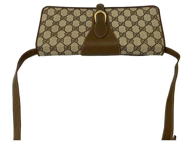 Gucci Old GG Logo Pattern Schultertasche aus Leder Braun - Ansicht 4