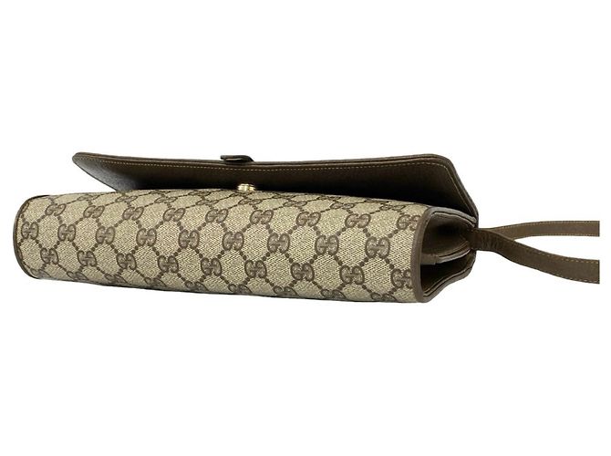 Gucci Old GG Logo Pattern Schultertasche aus Leder Braun - Ansicht 8