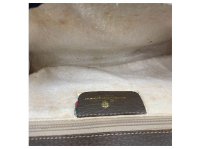 Gucci Old GG Logo Pattern Schultertasche aus Leder Braun - Ansicht 9