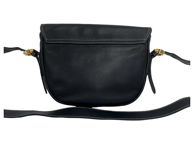 Loewe Vintage Anagram Logo Schultertasche aus Leder Marineblau - Ansicht 3