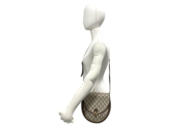 Gucci Vintage Plus Logo Pattern Mini-Schultertasche aus Leder Braun - Ansicht 2