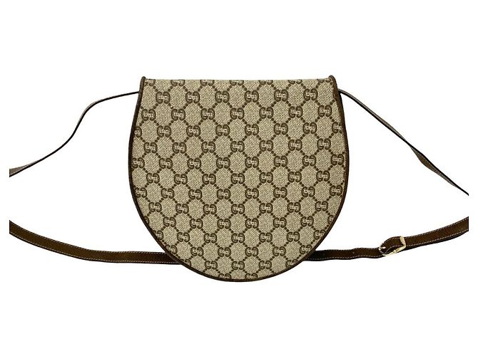 Gucci Vintage Plus Logo Pattern Mini-Schultertasche aus Leder Braun - Ansicht 3