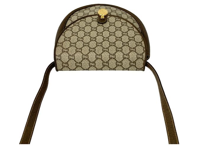 Gucci Vintage Plus Logo Pattern Mini-Schultertasche aus Leder Braun - Ansicht 4