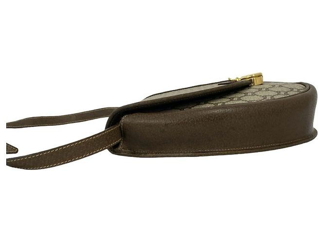 Gucci Vintage Plus Logo Pattern Mini-Schultertasche aus Leder Braun - Ansicht 5