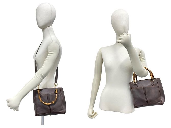 Gucci Vintage Bamboo Lederhandtasche Braun - Ansicht 2