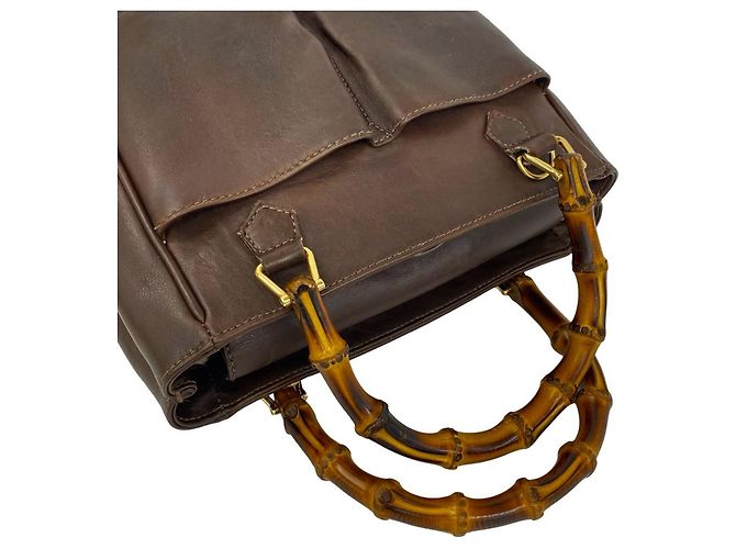 Gucci Vintage Bamboo Lederhandtasche Braun - Ansicht 4