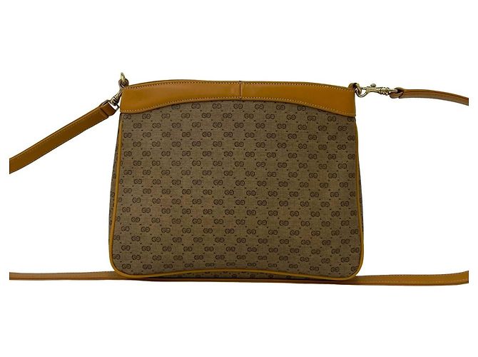 Gucci Vintage Micro GG Logo Mini-Schultertasche aus Leder Braun - Ansicht 3