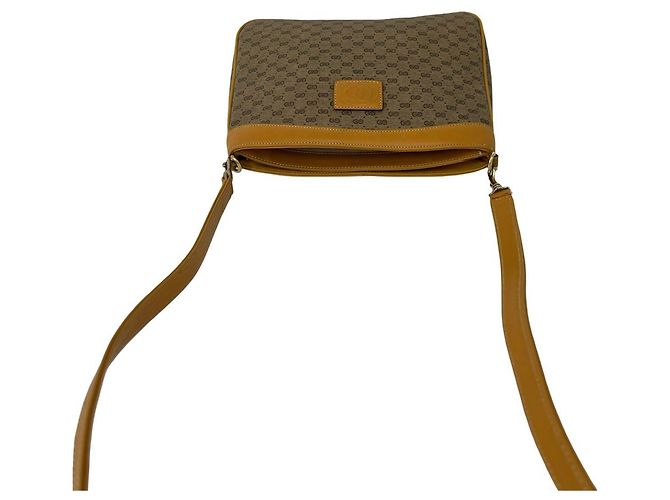 Gucci Vintage Micro GG Logo Mini-Schultertasche aus Leder Braun - Ansicht 4