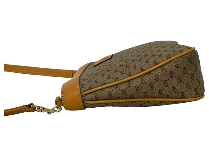 Gucci Vintage Micro GG Logo Mini-Schultertasche aus Leder Braun - Ansicht 5