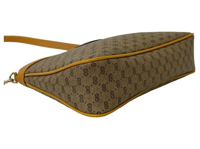 Gucci Vintage Micro GG Logo Mini-Schultertasche aus Leder Braun - Ansicht 7