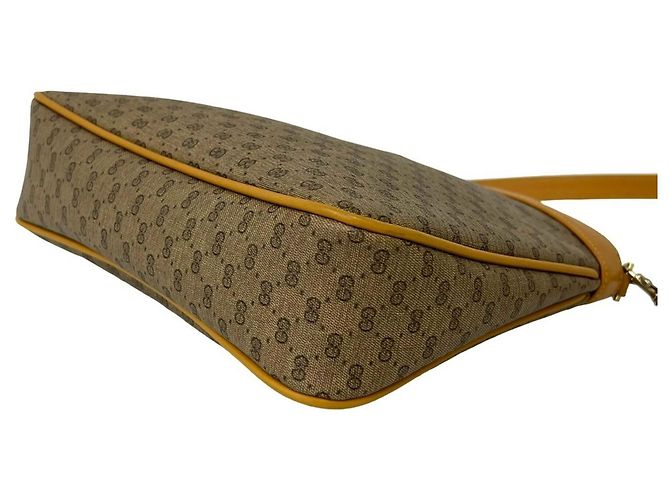 Gucci Vintage Micro GG Logo Mini-Schultertasche aus Leder Braun - Ansicht 8