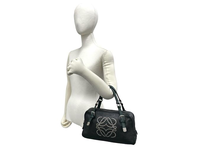 Bolso de mano de piel Loewe Anagram con logo tachonado Mini Boston Bag Verde - vista 2