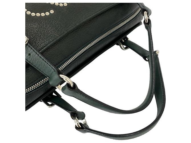 Bolso de mano de piel Loewe Anagram con logo tachonado Mini Boston Bag Verde - vista 4
