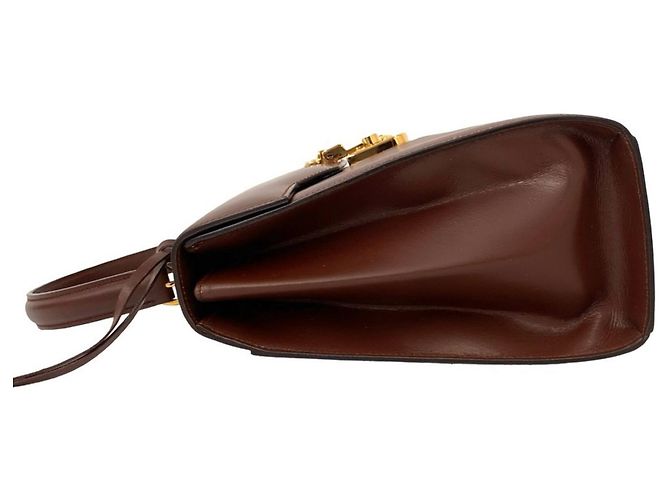 Borsa a tracolla 2 vie in pelle con logo e chiusura Old Lady Lock GUCCI Marrone - vista 5