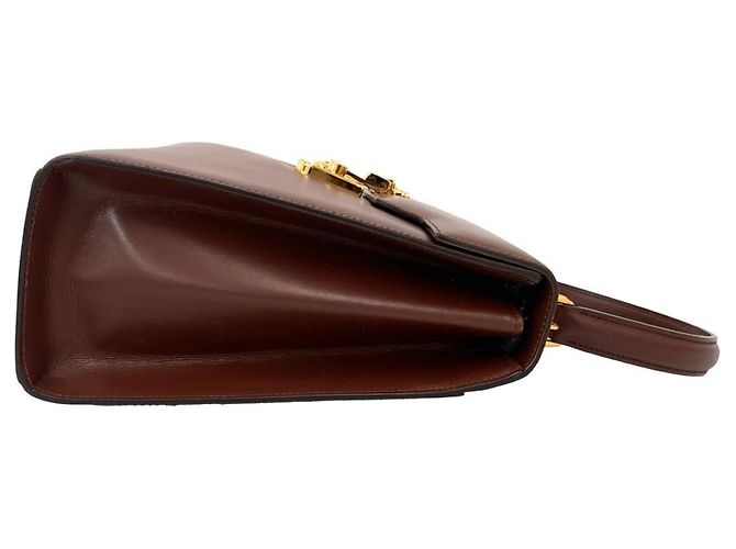 Borsa a tracolla 2 vie in pelle con logo e chiusura Old Lady Lock GUCCI Marrone - vista 6