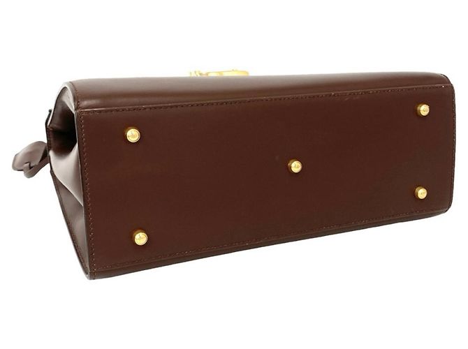 Borsa a tracolla 2 vie in pelle con logo e chiusura Old Lady Lock GUCCI Marrone - vista 7