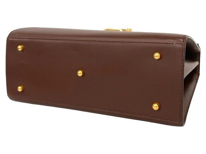 Borsa a tracolla 2 vie in pelle con logo e chiusura Old Lady Lock GUCCI Marrone - vista 8