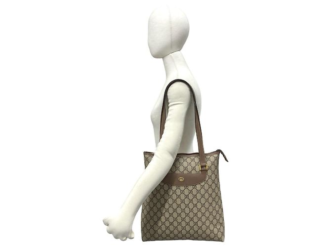 Borsa Tote in pelle Gucci Old GG Logo Pattern Marrone - vista 2