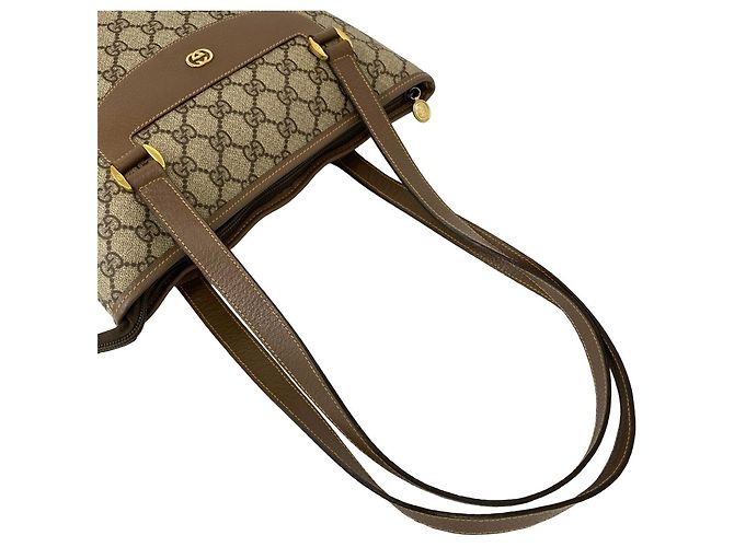 Borsa Tote in pelle Gucci Old GG Logo Pattern Marrone - vista 4
