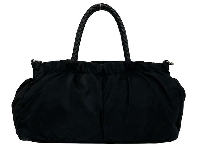 Ribbon Bolsa Prada em nylon Tessuto e couro com logo triângulo e fita Preto - vista 3