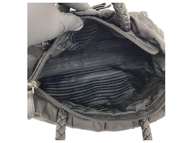 Ribbon Bolsa Prada em nylon Tessuto e couro com logo triângulo e fita Preto - vista 9