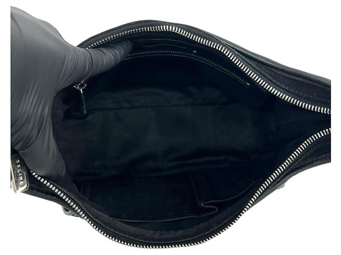 Céline Celine Vintage C Macadam Logo Pattern Schultertasche Schwarz - Ansicht 9