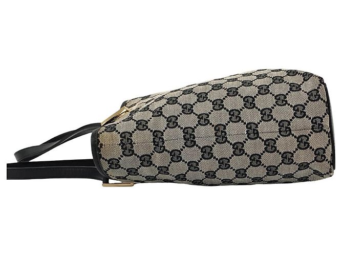 Gucci Mini Tote Bag aus Leder und Canvas mit GG Logo Muster Schwarz - Ansicht 5