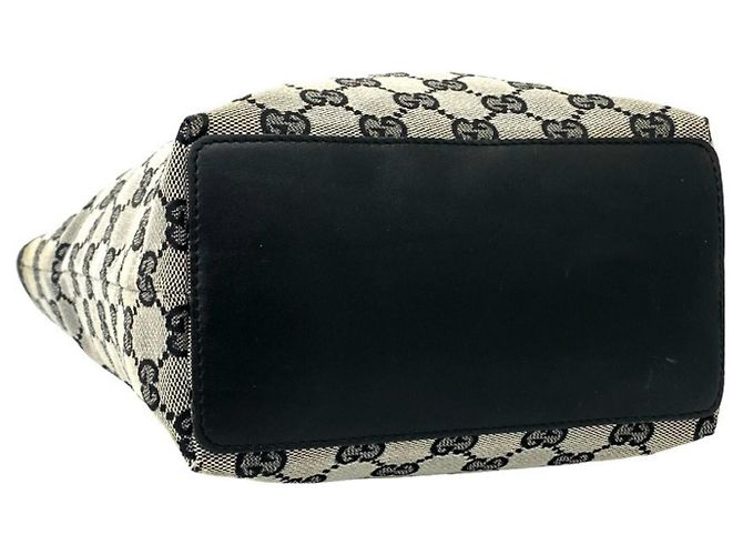 Gucci Mini Tote Bag aus Leder und Canvas mit GG Logo Muster Schwarz - Ansicht 7