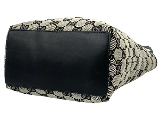 Gucci Mini Tote Bag aus Leder und Canvas mit GG Logo Muster Schwarz - Ansicht 8