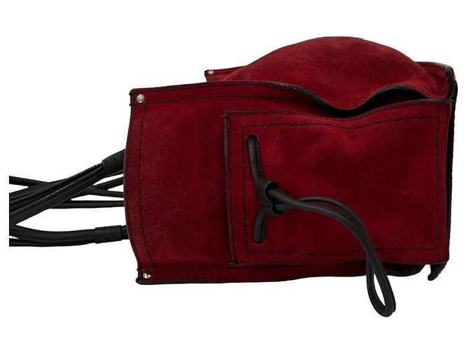 Borsa Tote in pelle scamosciata con logo ricamato Loewe Marrone Rosso - vista 5